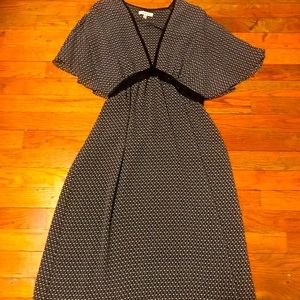 MAX STUDIO navy blue geometric pattern dress XS